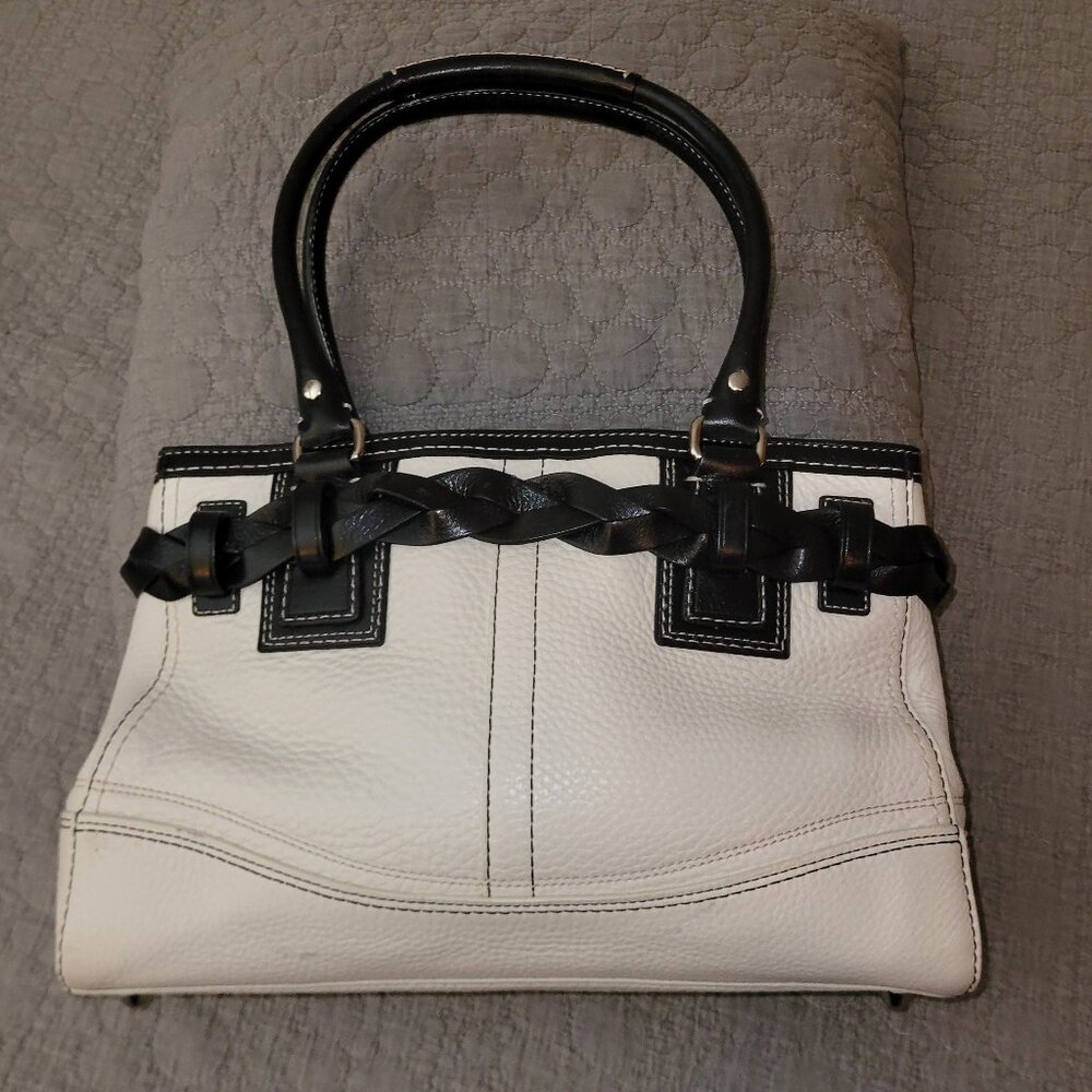 Coach Hampton Pebble Leather - Off White w/Black Trim - Silver Hardware - Picture 4 of 7